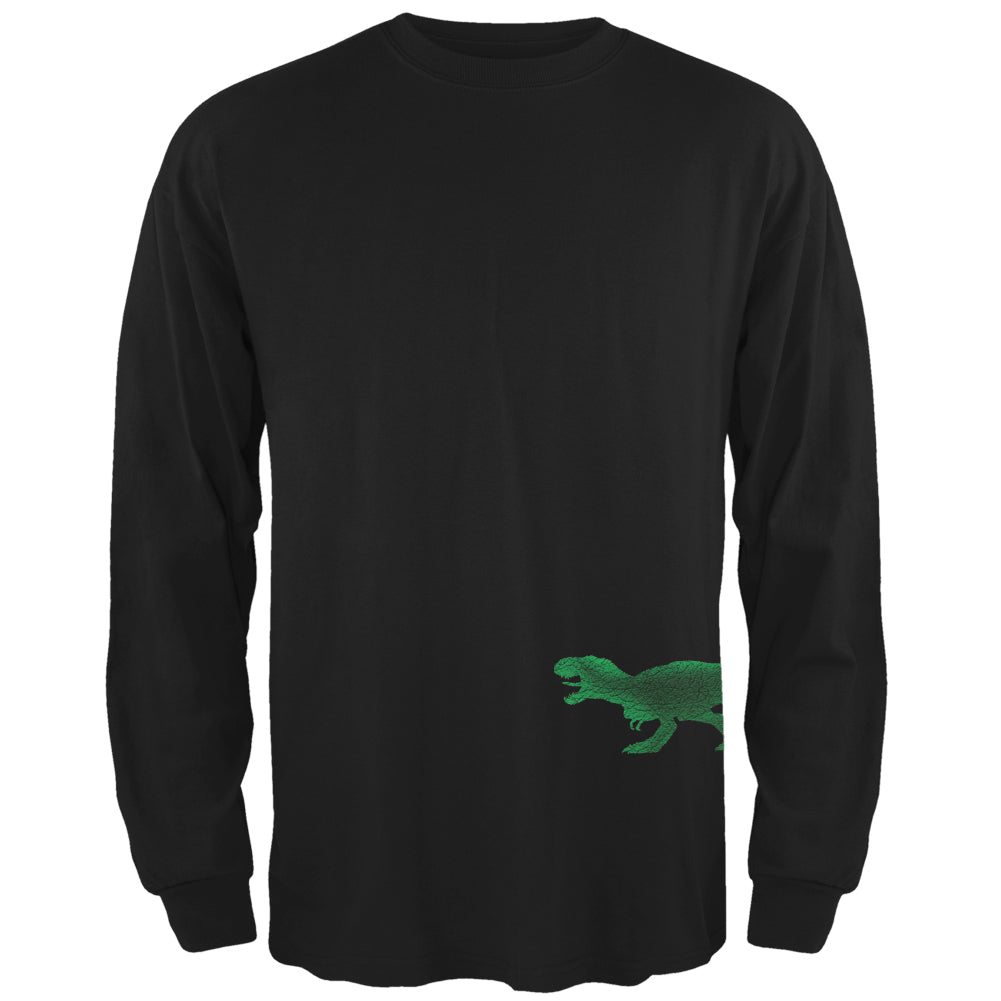 Jurassic - Tyrannosaurus Rex Dinosaur Distressed Black Adult Long Sleeve T-Shirt Men's Long Sleeves Old Glory 2XL Black