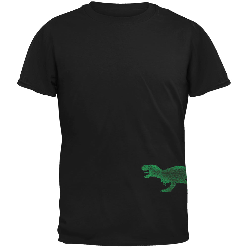 Jurassic - Tyrannosaurus Rex Dinosaur Distressed Black Adult T-Shirt Men's T-Shirts Old Glory 2XL Black