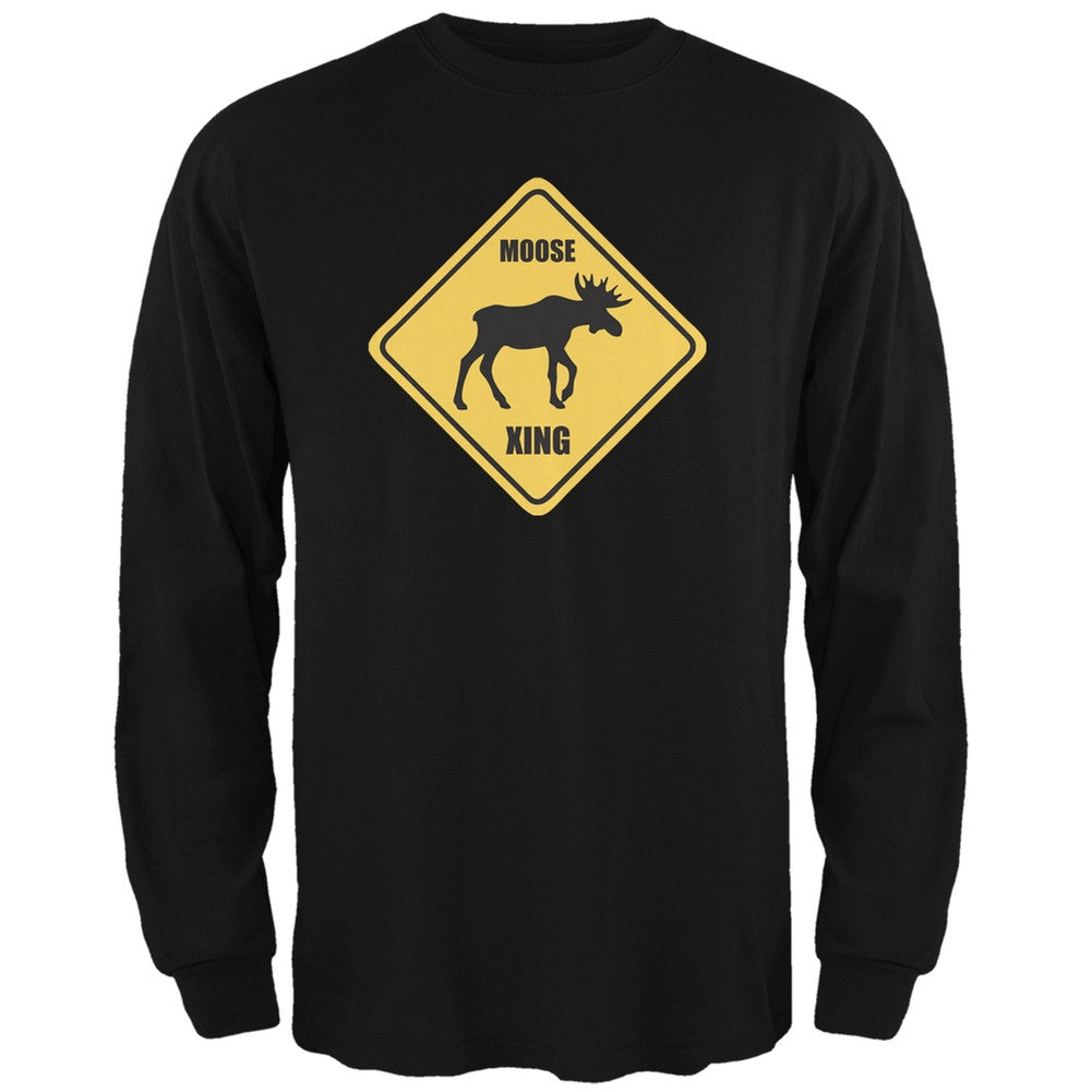Moose XING Black Adult Long Sleeve T-Shirt Men's Long Sleeves Old Glory 2XL Black