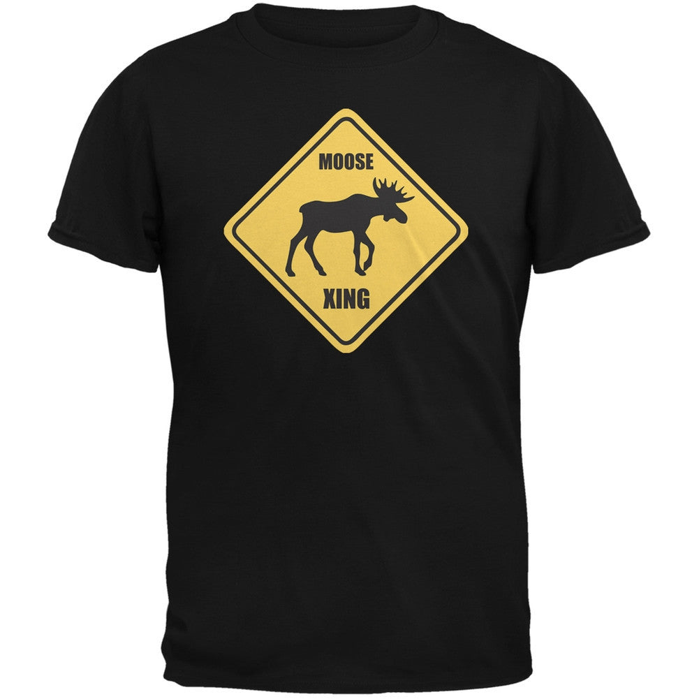 Moose XING Black Adult T-Shirt Men's T-Shirts Old Glory 2XL Black