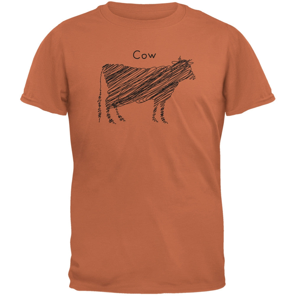 Cow Scribble Drawing Texas Orange Adult T-Shirt Men's T-Shirts Old Glory