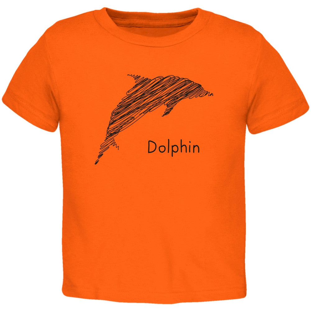 Dolphin Scribble Drawing Light Blue Toddler T-Shirt Toddler T-Shirts Old Glory 2T Light Blue