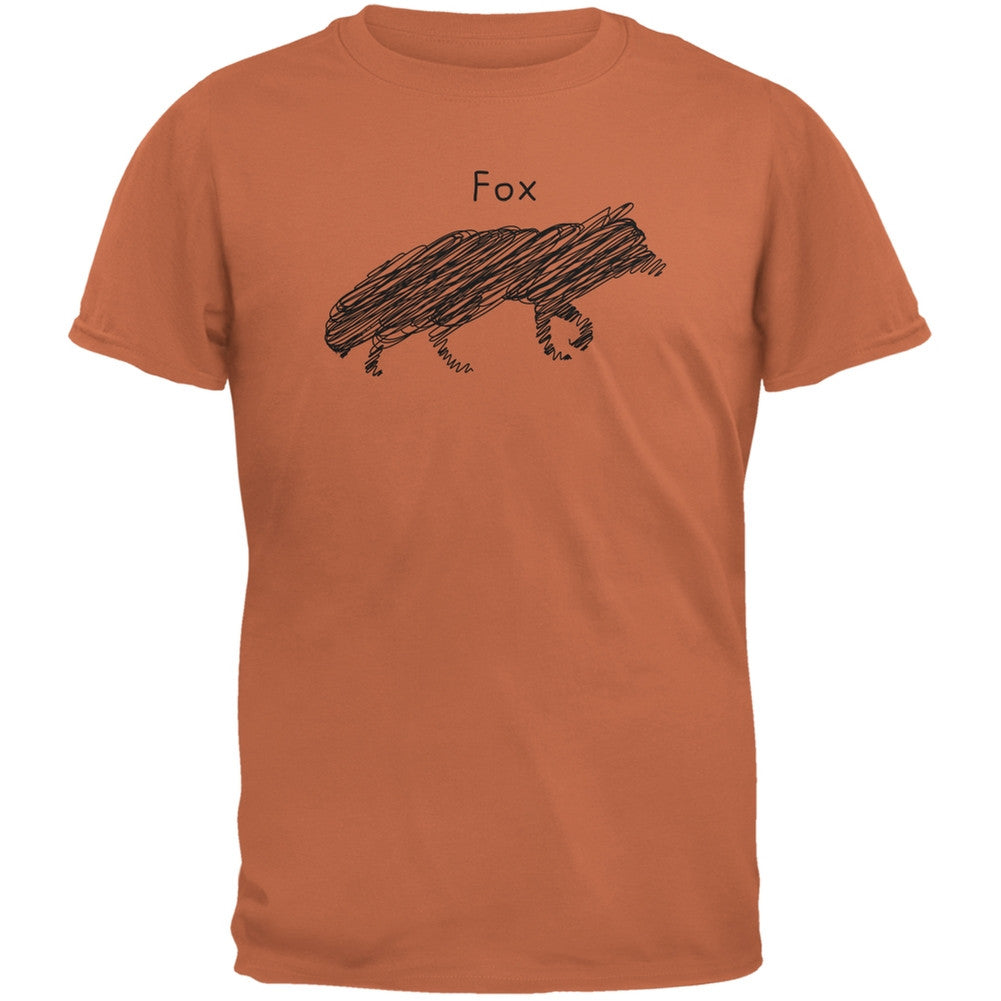 Fox Scribble Drawing Texas Orange Adult T-Shirt Men's T-Shirts Old Glory