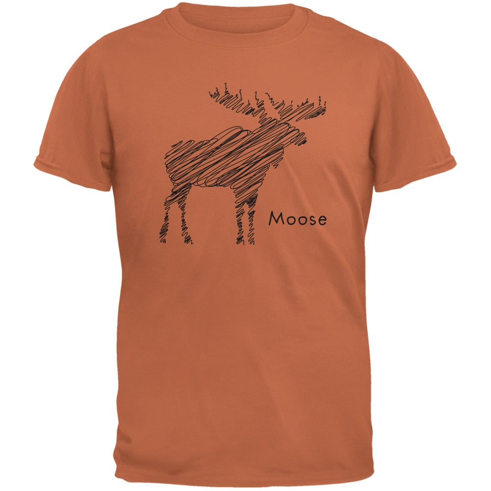 Moose Scribble Drawing Texas Orange Adult T-Shirt Men's T-Shirts Old Glory 2XL Orange