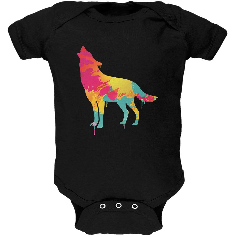 Splatter Wolf Navy Soft Baby One Piece Baby One Piece Old Glory 12 Dark Blue