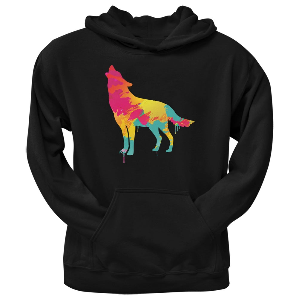 Splatter Wolf Black Adult Hoodie Sweatshirts Old Glory 2XL Black