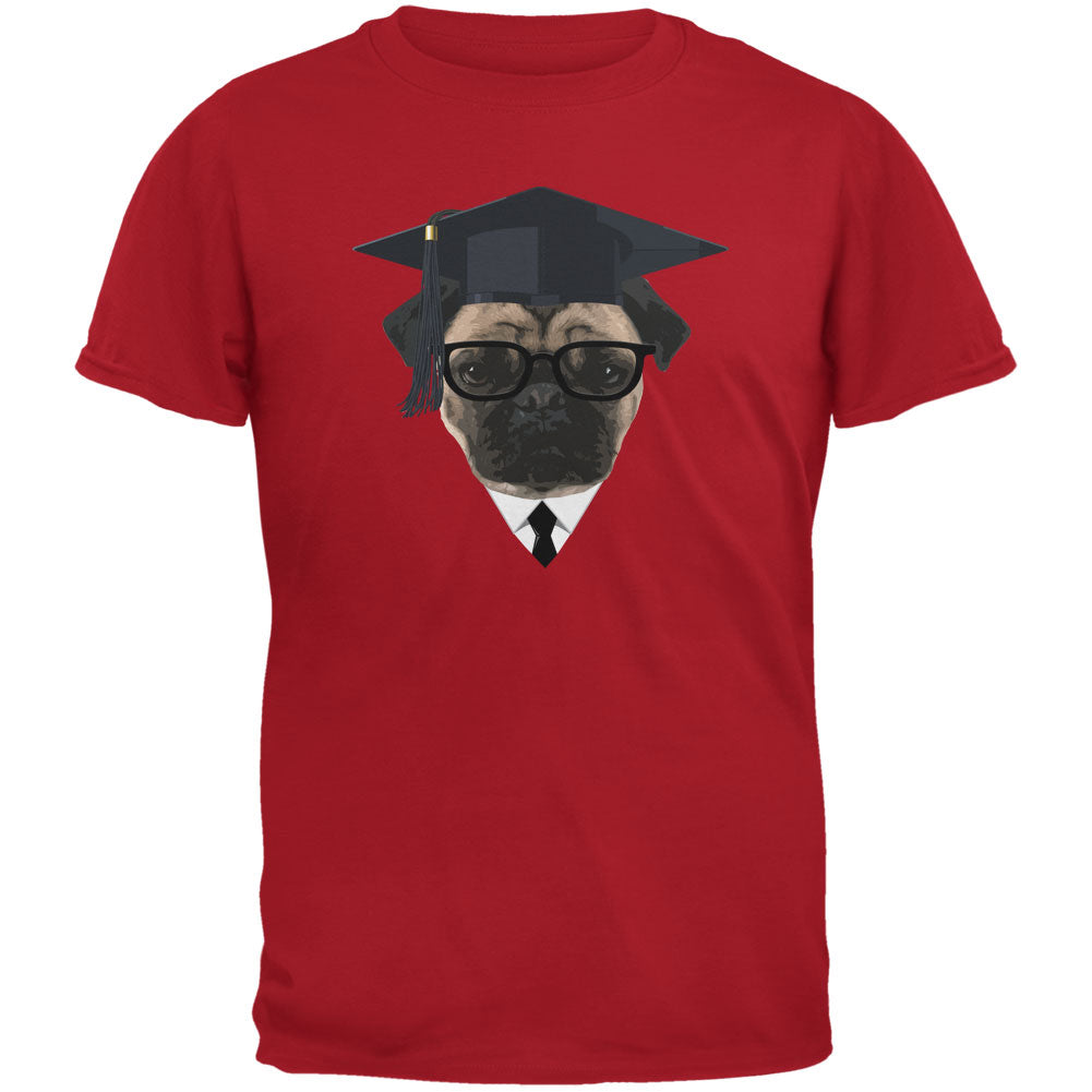 Graduation - Graduate Pug Funny Red Adult T-Shirt Men's T-Shirts Old Glory 2XL Red