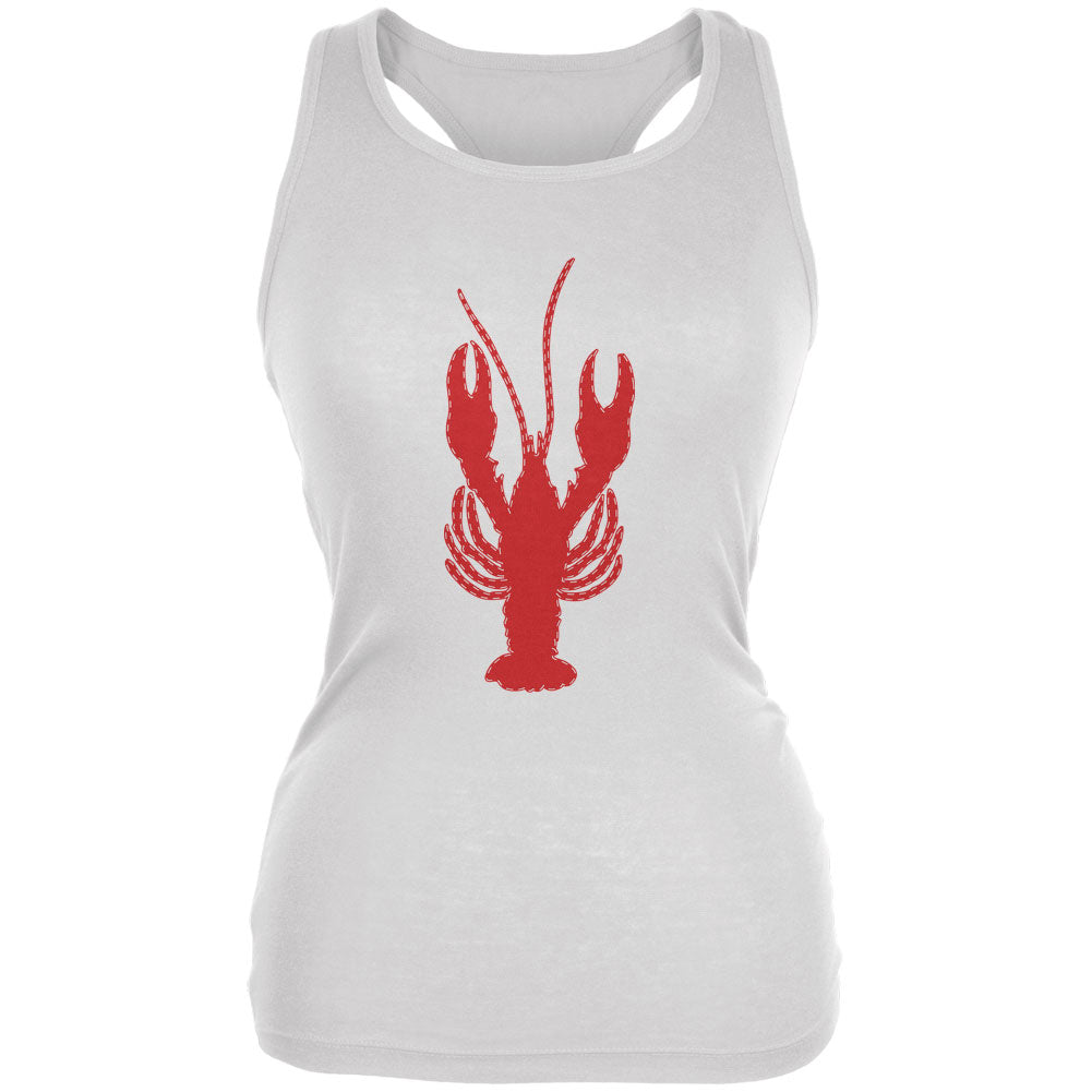 Summer - Lobster Faux Stitched White Juniors Soft Tank Top Tank Tops Old Glory 2XL White
