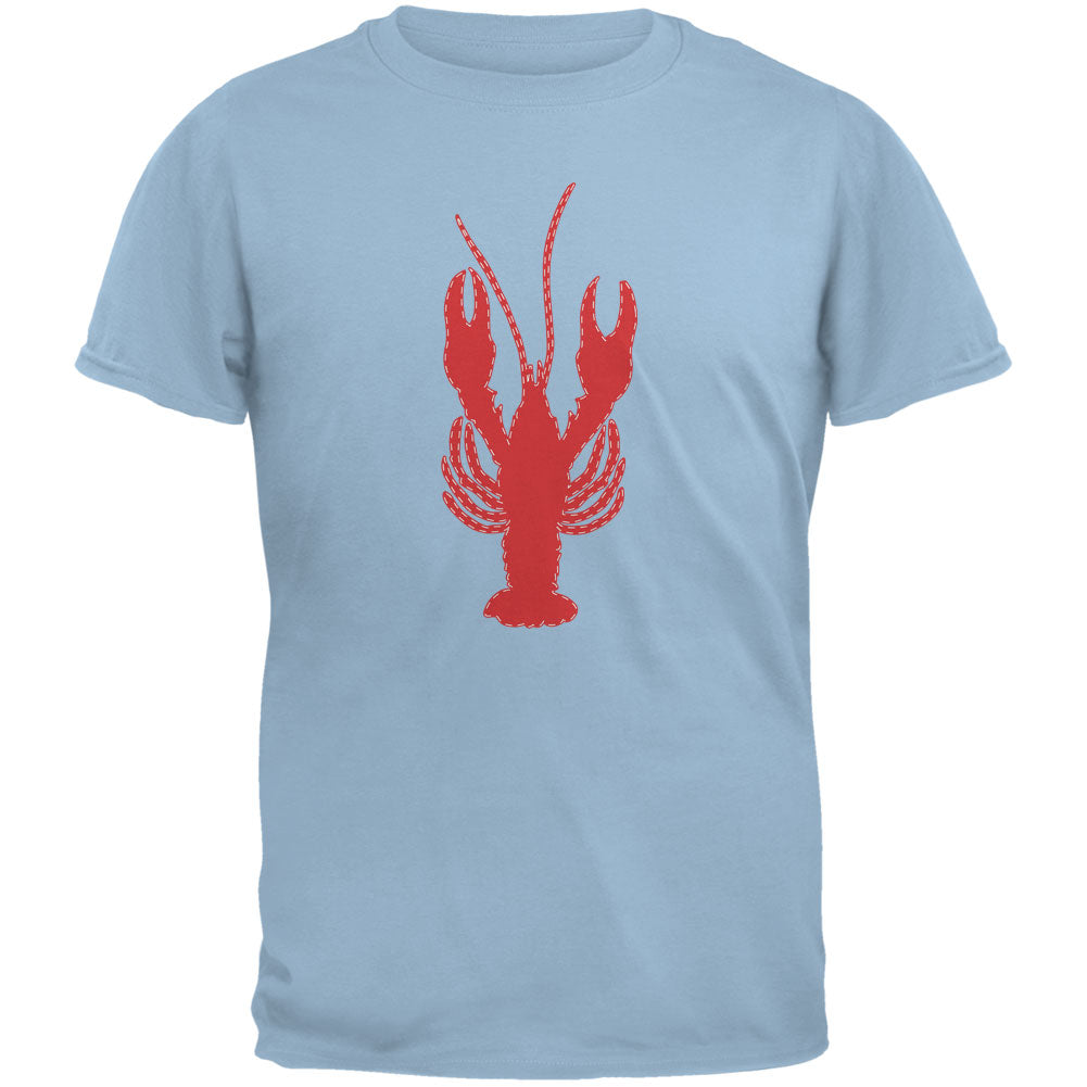 Summer - Lobster Faux Stitched Light Blue Adult T-Shirt Men's T-Shirts Old Glory 2XL Light Blue