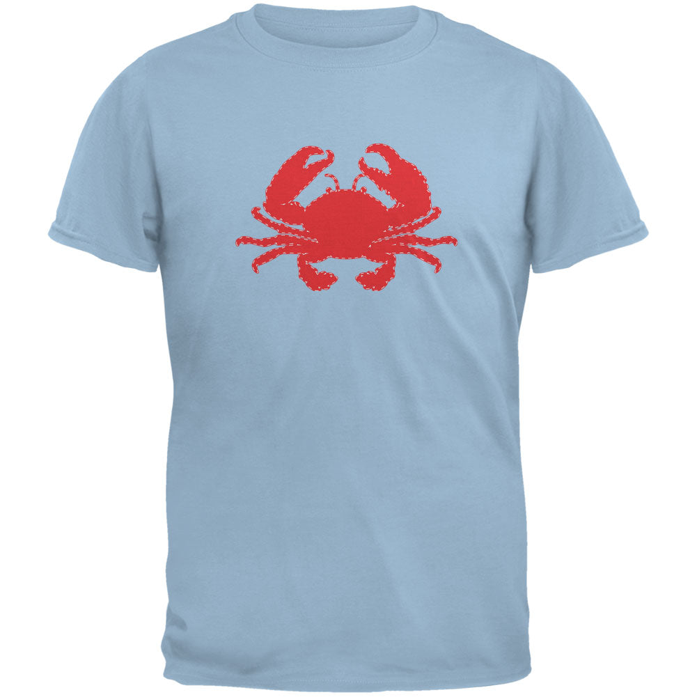 Summer - Crab Faux Stitched Light Blue Adult T-Shirt Men's T-Shirts Old Glory 2XL Light Blue