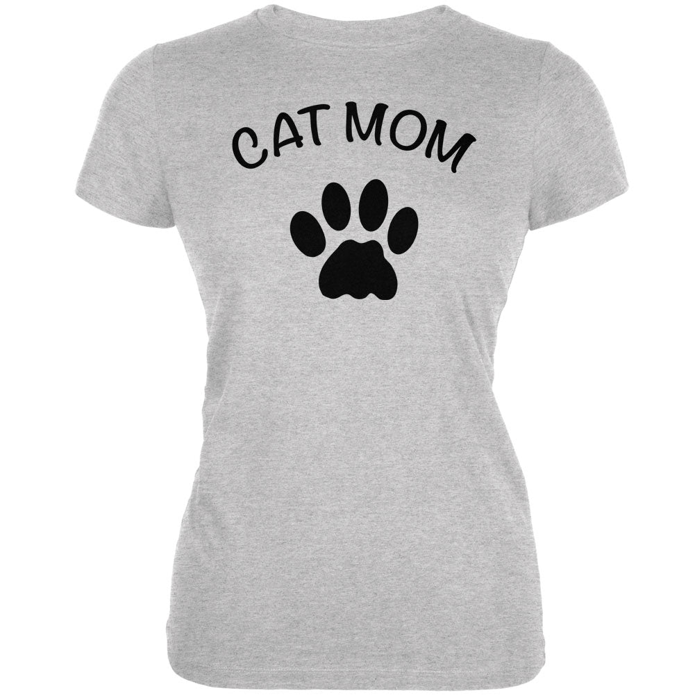 Mother's Day - Cat Mom Heather Grey Juniors Soft T-Shirt Juniors T-Shirts Old Glory 2XL Grey