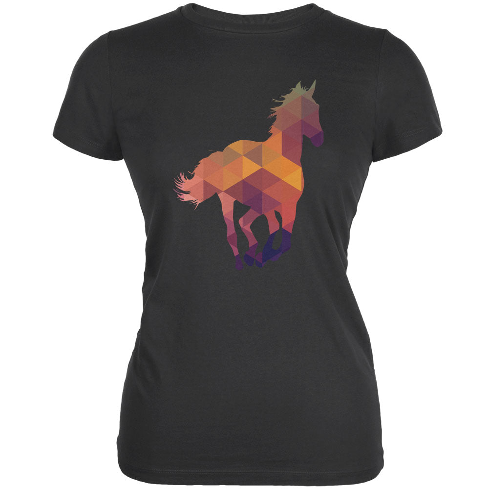 Horse Geometric Grey Juniors Soft T-Shirt Juniors T-Shirts Old Glory LG Grey