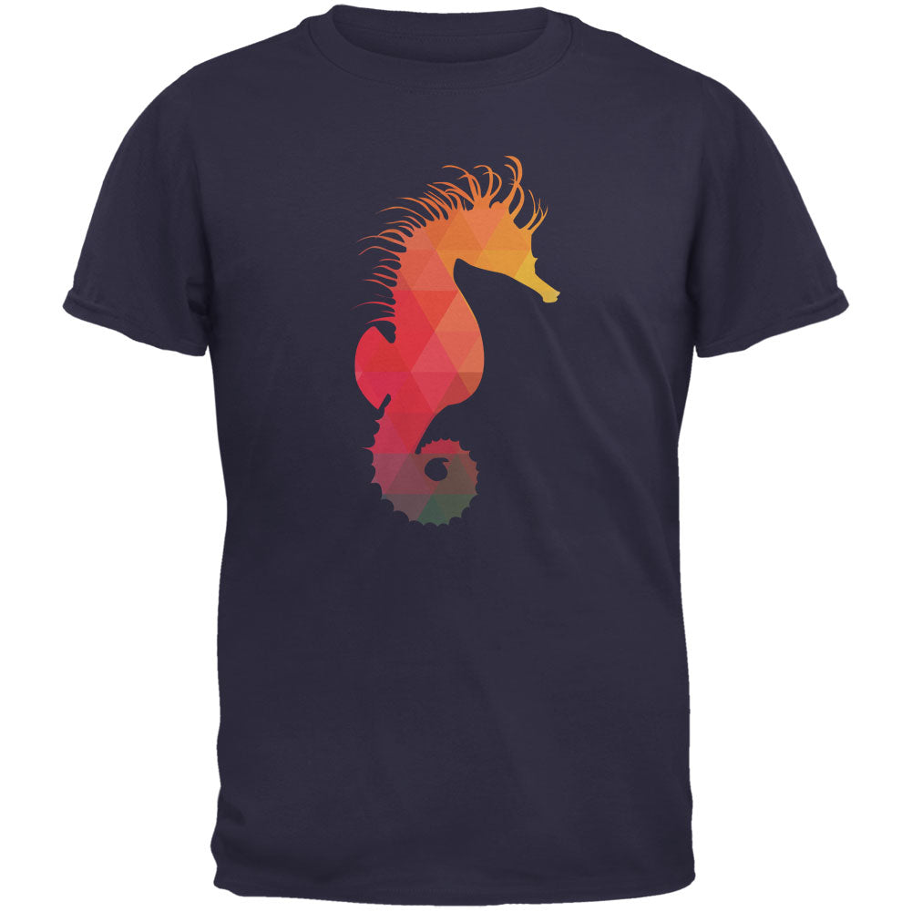 Seahorse Geometric Navy Adult T-Shirt Men's T-Shirts Old Glory 2XL Dark Blue