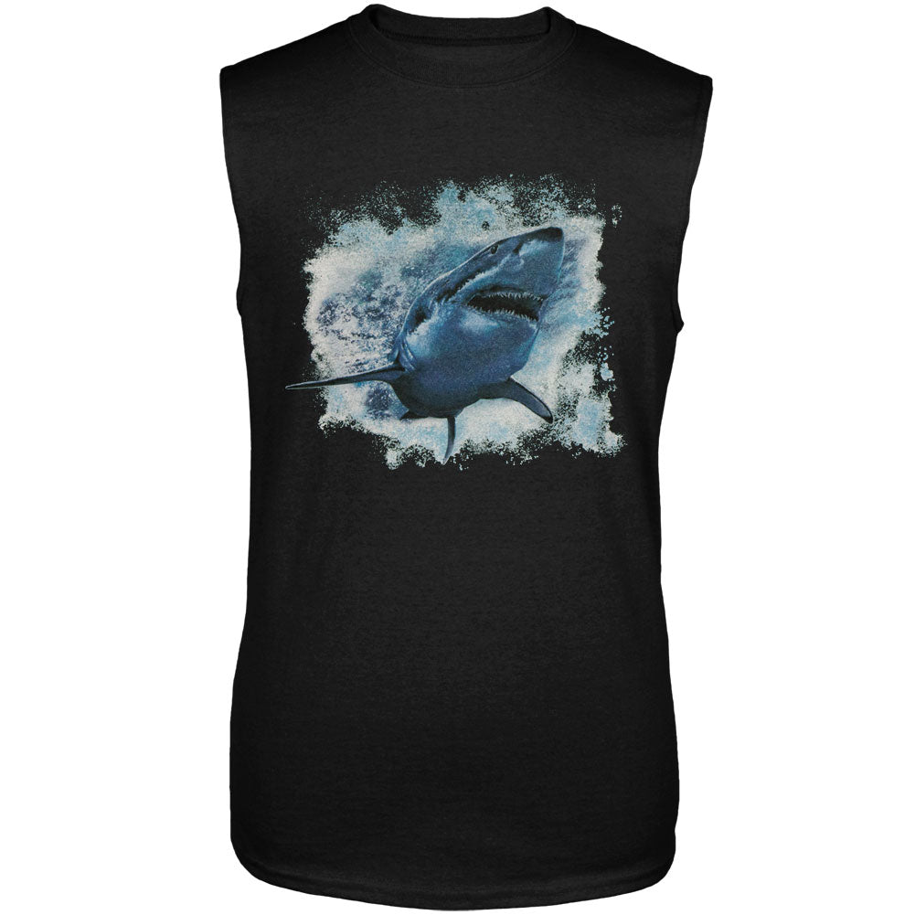Great White Shark Black Adult Sleeveless Shirt Men's T-Shirts Old Glory 2XL Black