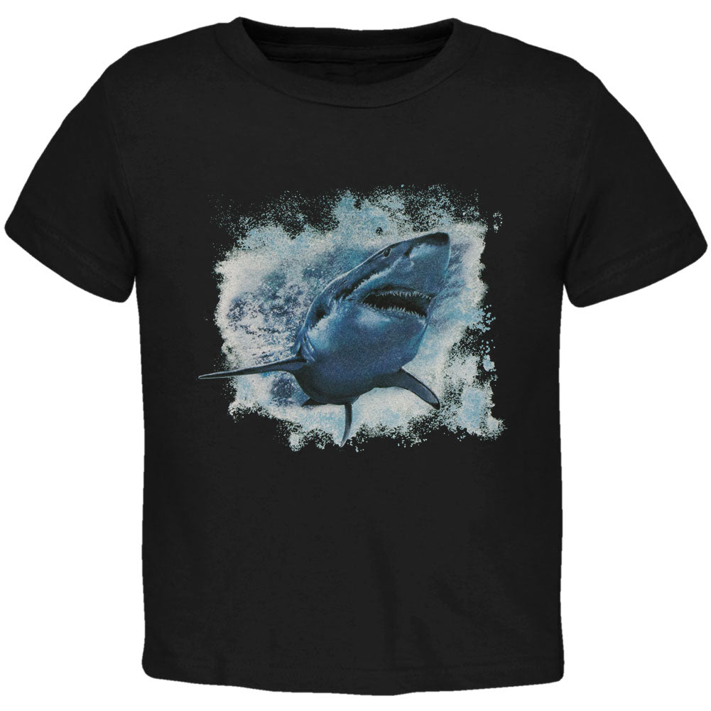 Great White Shark Black Toddler T-Shirt Toddler T-Shirts Old Glory 2T Black