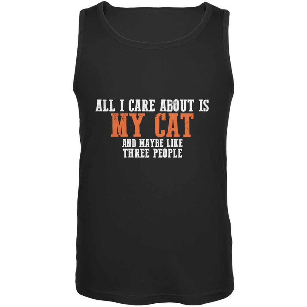 Sarcastic Care About My Cat Black Adult Tank Top Tank Tops Old Glory 2XL Black