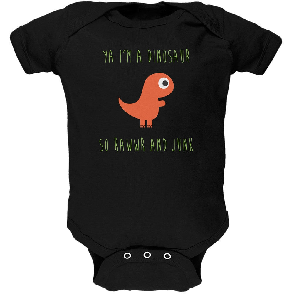 Ya I'm a Dinosaur - T-Rex Black Soft Baby One Piece Baby One Piece Old Glory 12 Black