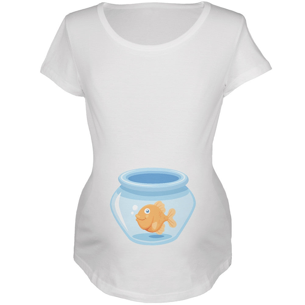 Fish Bowl Costume White Maternity Soft T-Shirt Maternity T-Shirts Old Glory 2XL White