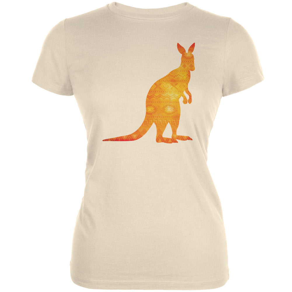 Australian Spirit Animal Kangaroo Cream Juniors Soft T-Shirt Juniors T-Shirts Old Glory 2XL Off-White