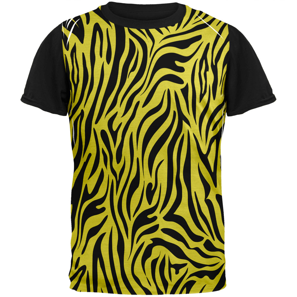 Zebra Print Yellow Adult Black Back T-Shirt Men's T-Shirts Old Glory 2XL White
