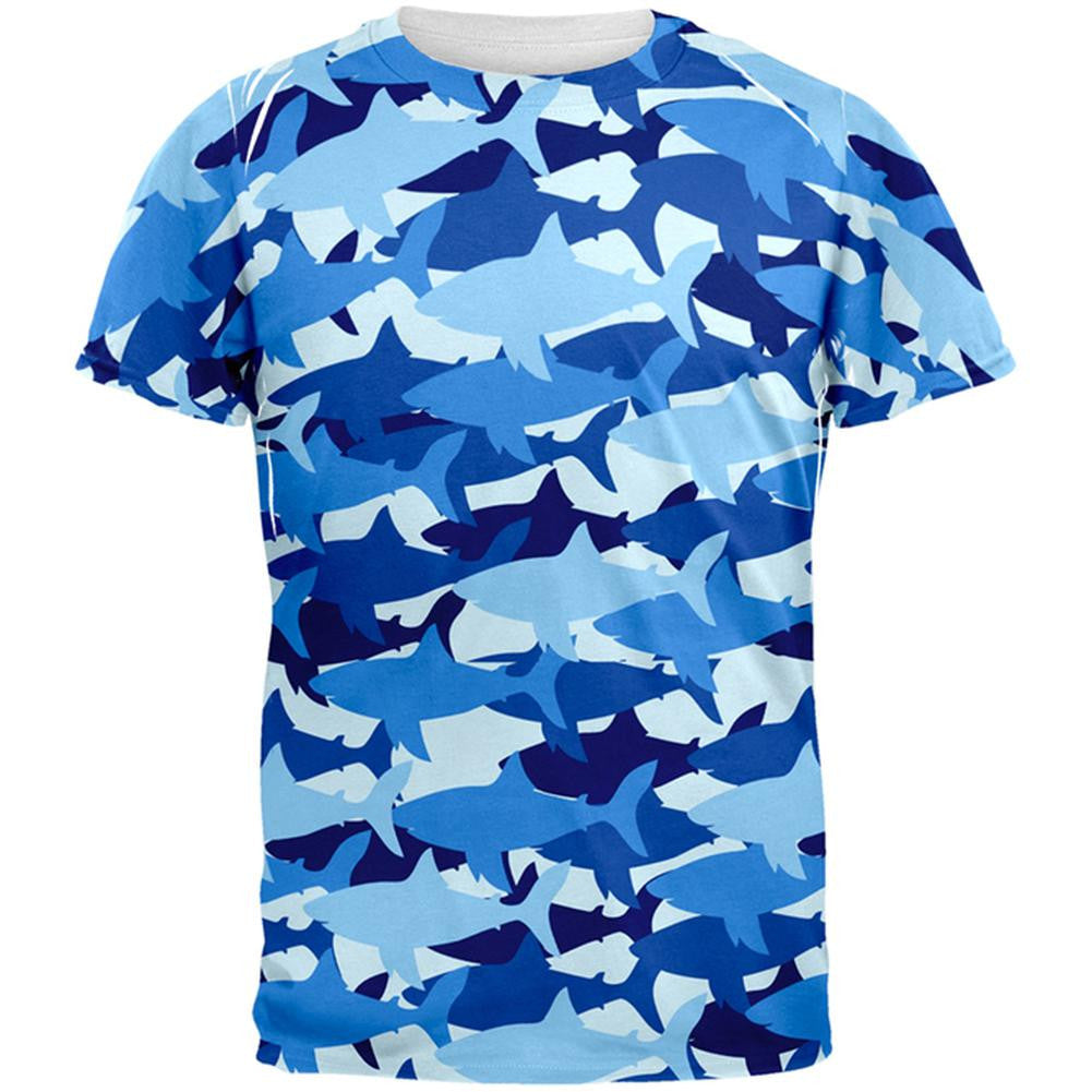 Shark Camo All Over Adult T-Shirt Men's T-Shirts Old Glory 2XL Multi