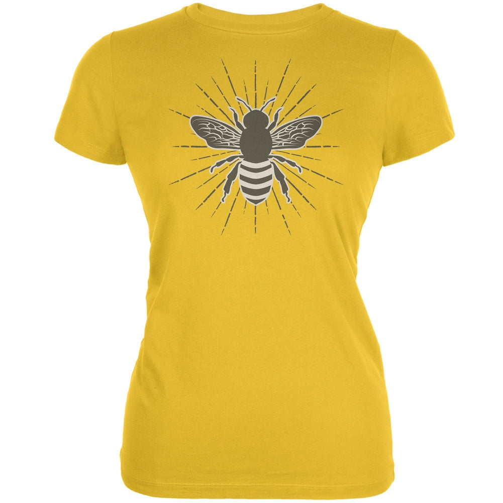 Bumble Bee Rays Bright Yellow Juniors Soft T-Shirt Juniors T-Shirts Old Glory 2XL Yellow