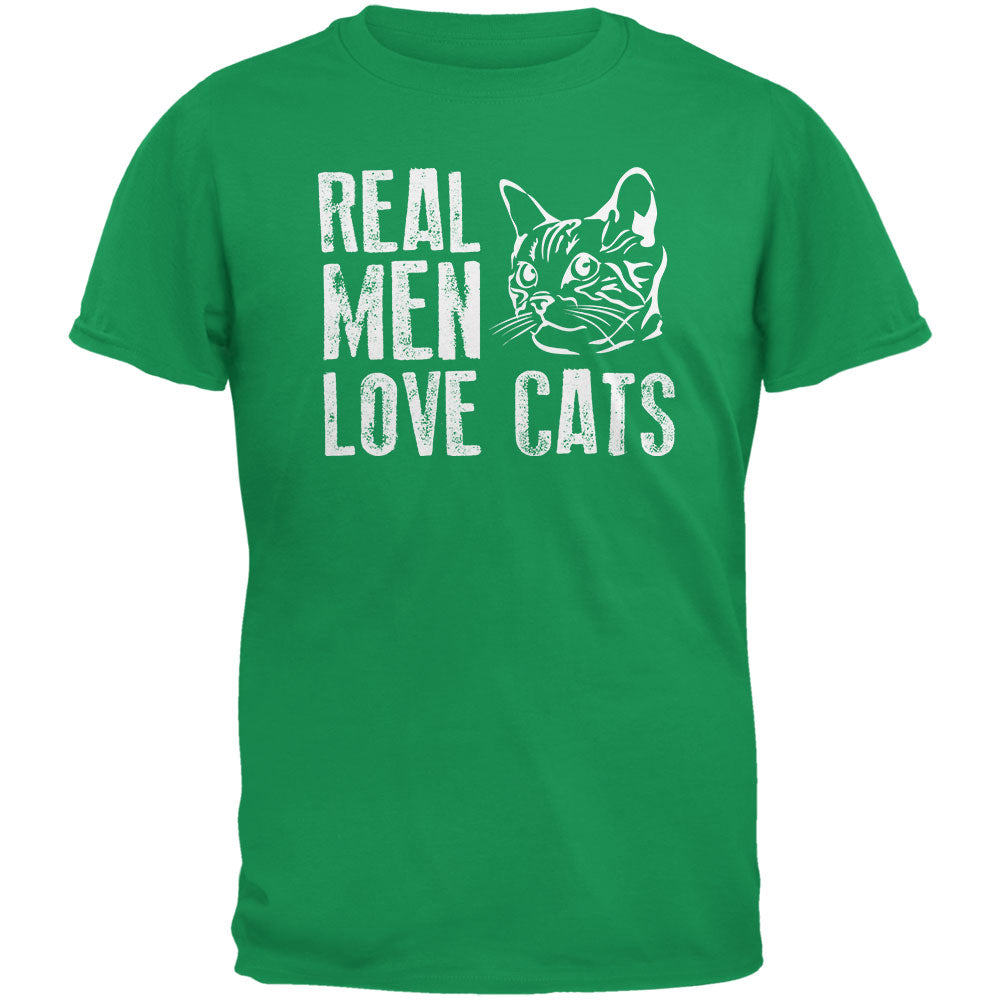 Real Men Love Cats Irish Green Adult T-Shirt Men's T-Shirts Old Glory 2XL Green