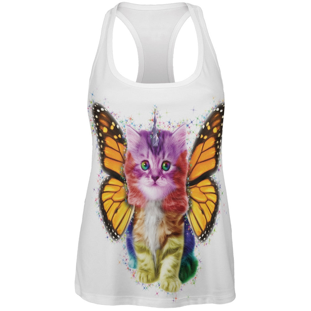 Rainbow Butterfly Unicorn Kitten All Over Adult Tank Top Tank Tops Old Glory
