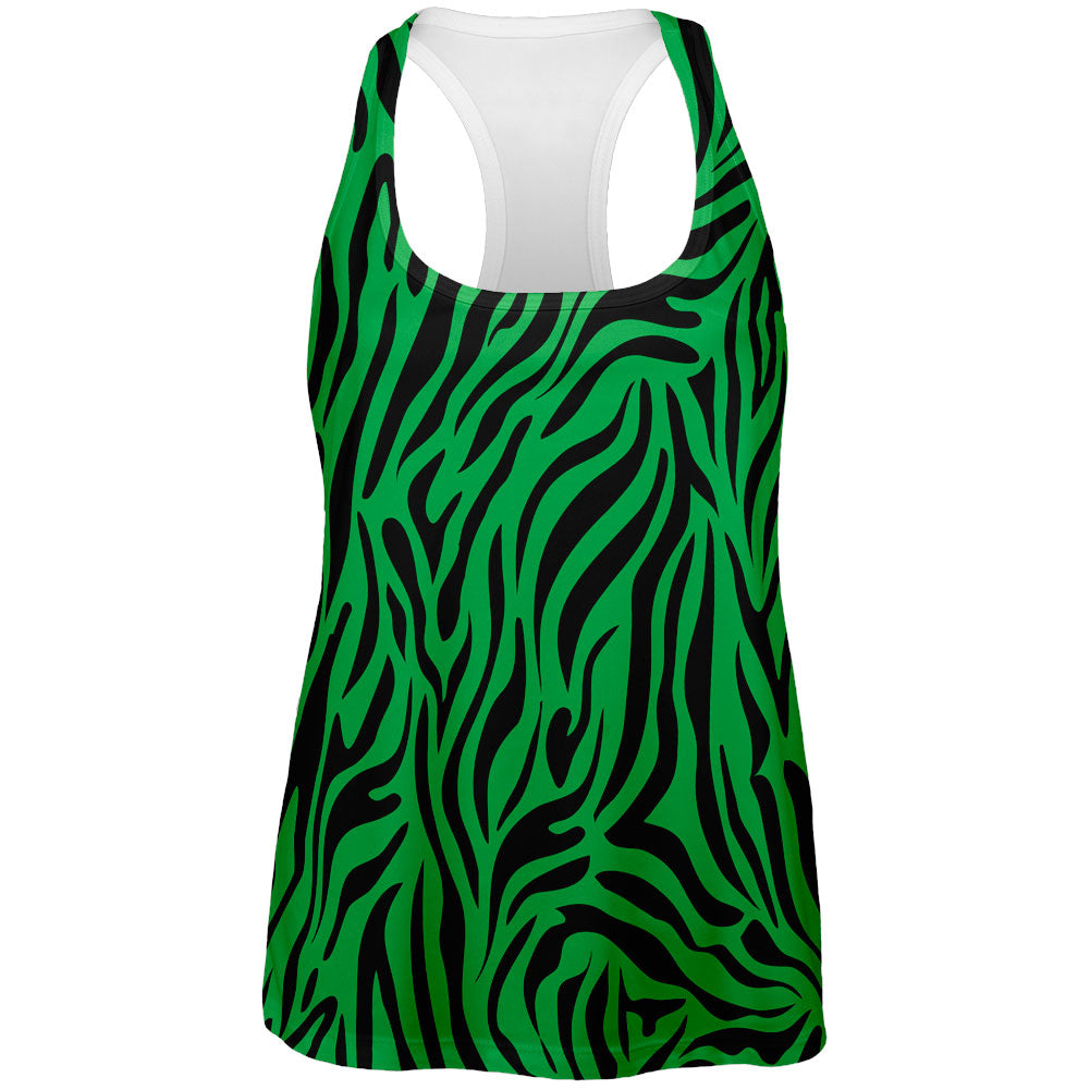 Zebra Print Green All Over Womens Tank Top Tank Tops Old Glory 2XL Multi