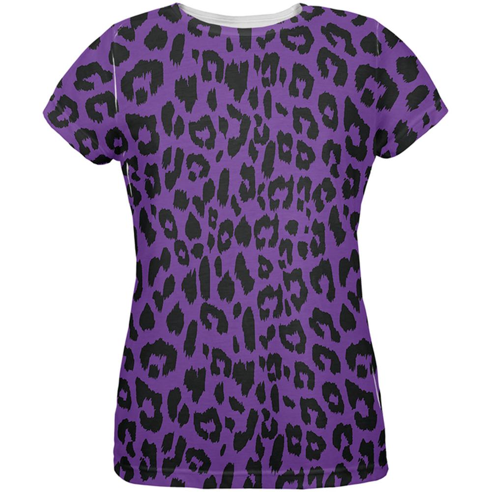 Purple Cheetah Print All Over Womens T-Shirt Women's T-Shirts Old Glory 2XL Multi