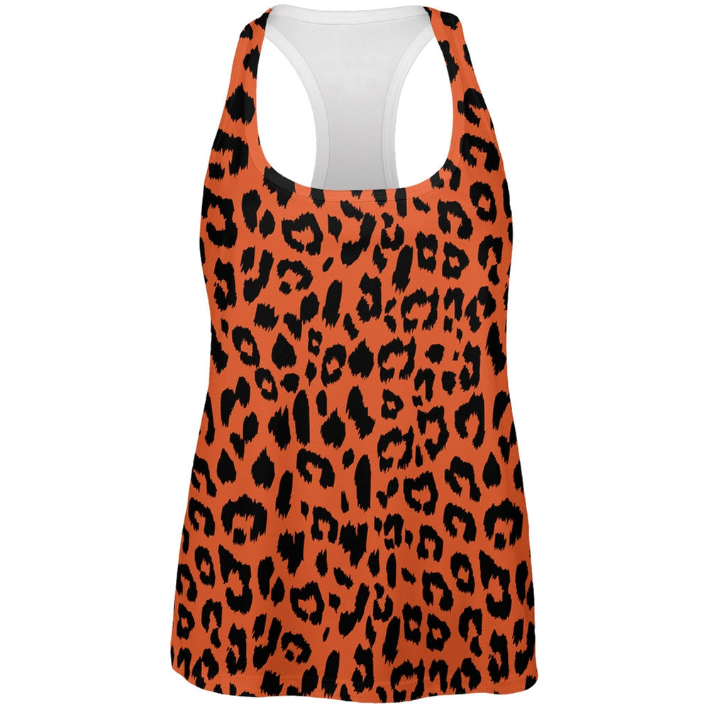 Orange Cheetah Print All Over Womens Work Out Tank Top Tank Tops Old Glory 2XL Multi