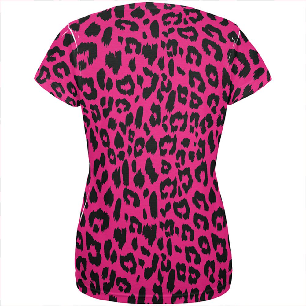 Pink Cheetah Print All Over Womens T-Shirt Women's T-Shirts Old Glory