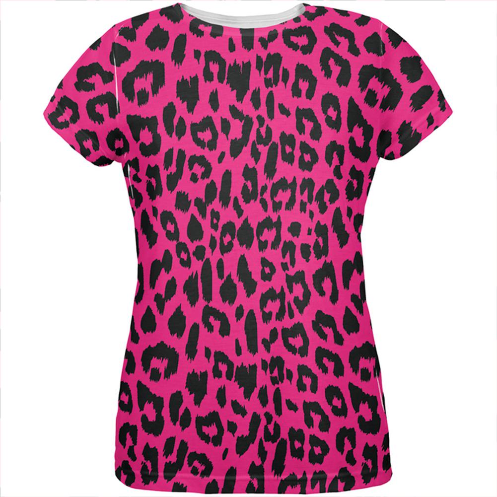 Pink Cheetah Print All Over Womens T-Shirt Women's T-Shirts Old Glory 2XL Multi