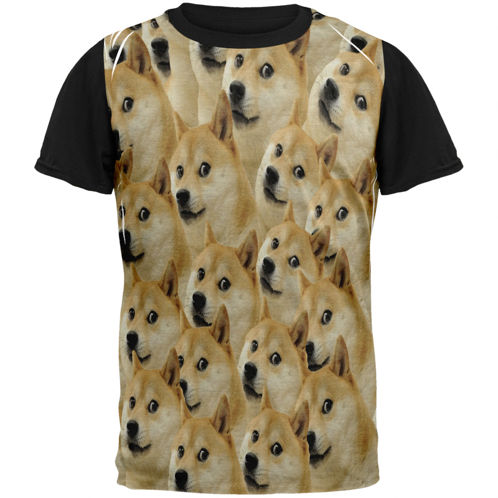 Doge Meme Adult Black Back T-Shirt Men's T-Shirts Old Glory 2XL White