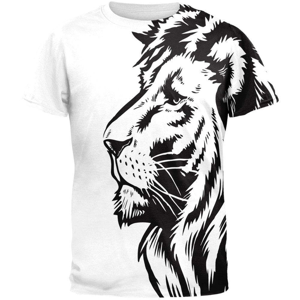 Big Black Lion Side All Over Adult T-Shirt Men's T-Shirts Old Glory 2XL Multi