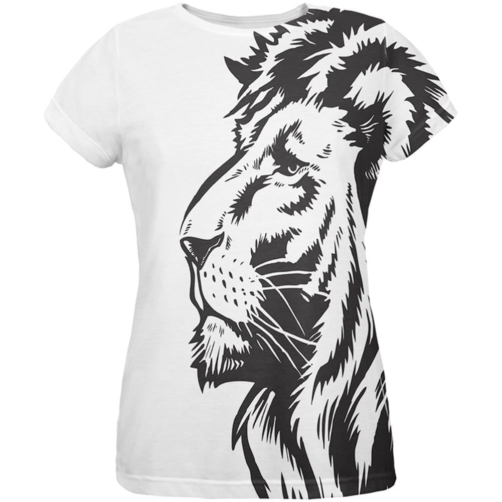 Big Black Lion Side All Over Womens T-Shirt Women's T-Shirts Old Glory 2XL Multi
