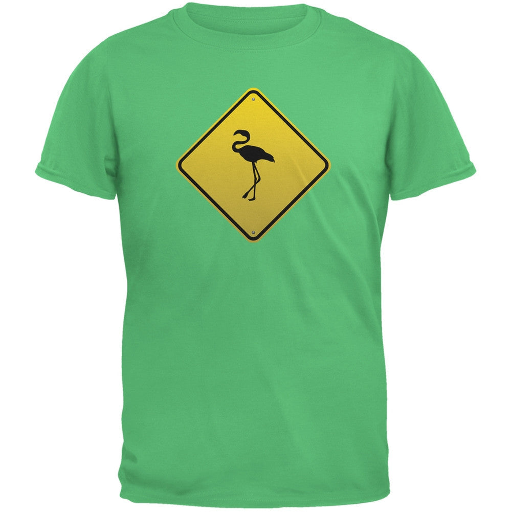 Flamingo Crossing Sign Irish Green Adult T-Shirt Men's T-Shirts Old Glory 2XL Light Green