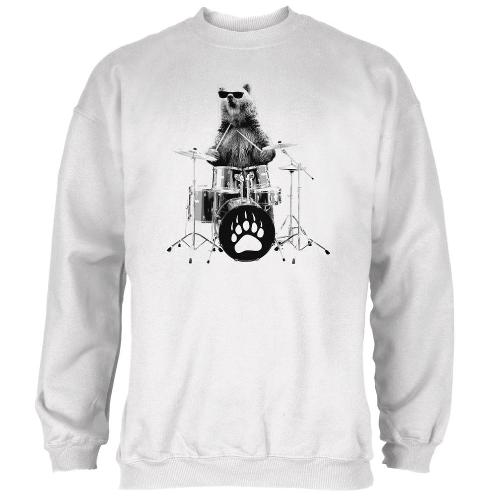 Bear Drummer White Adult Sweatshirt Sweatshirts Old Glory