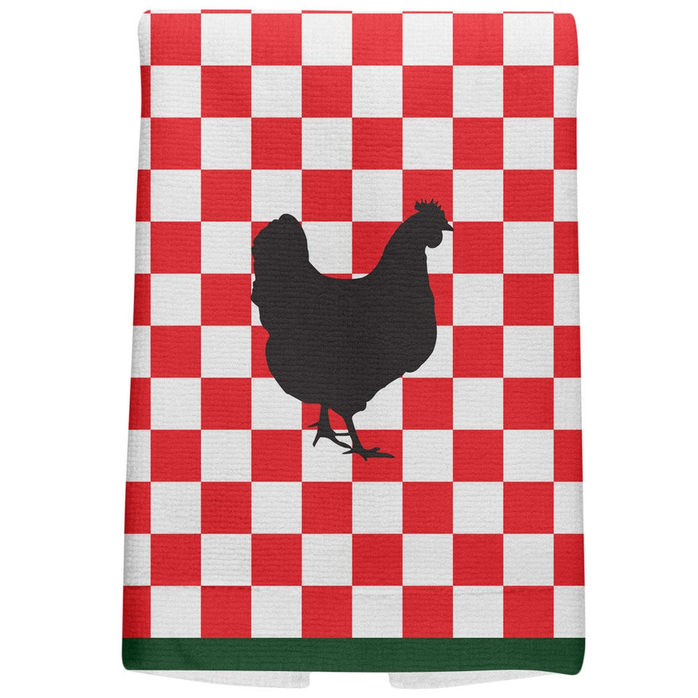 Country Kitchen Checkerboard Chicken All Over Hand Towel Hand Towel Old Glory