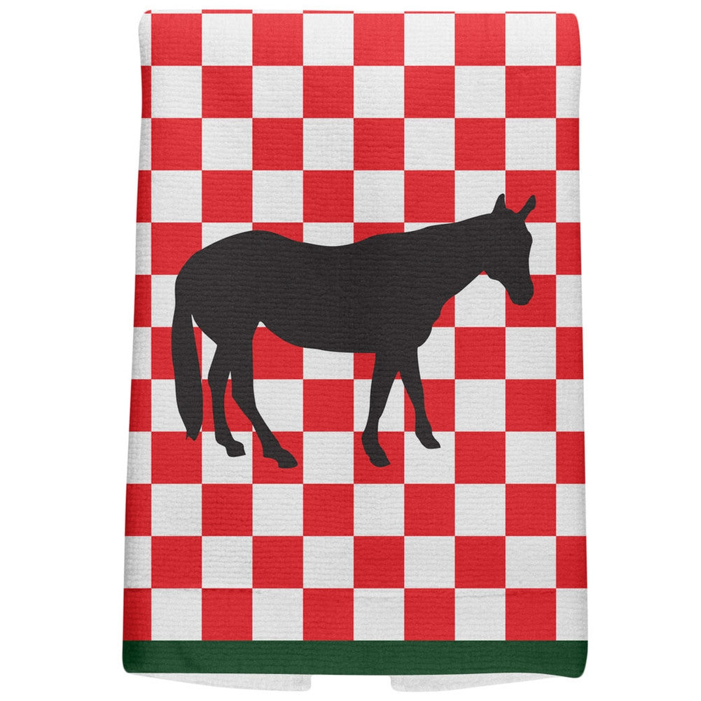 Country Kitchen Checkerboard Horse All Over Hand Towel Hand Towel Old Glory