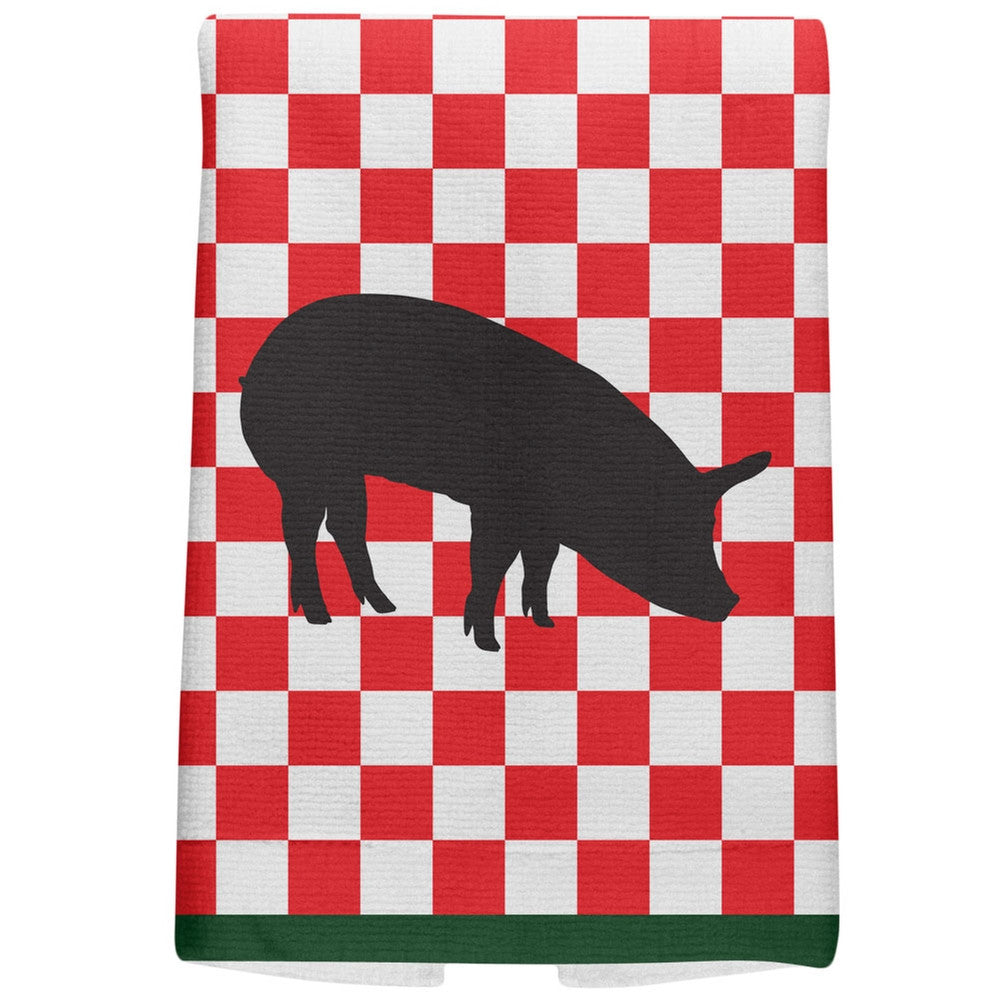 Country Kitchen Checkerboard Pig All Over Hand Towel Hand Towel Old Glory