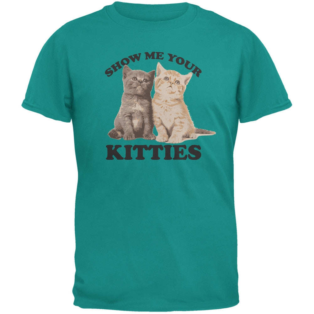 Show Me Your Kitties Jade Green Adult T-Shirt Men's T-Shirts Old Glory 2XL Green