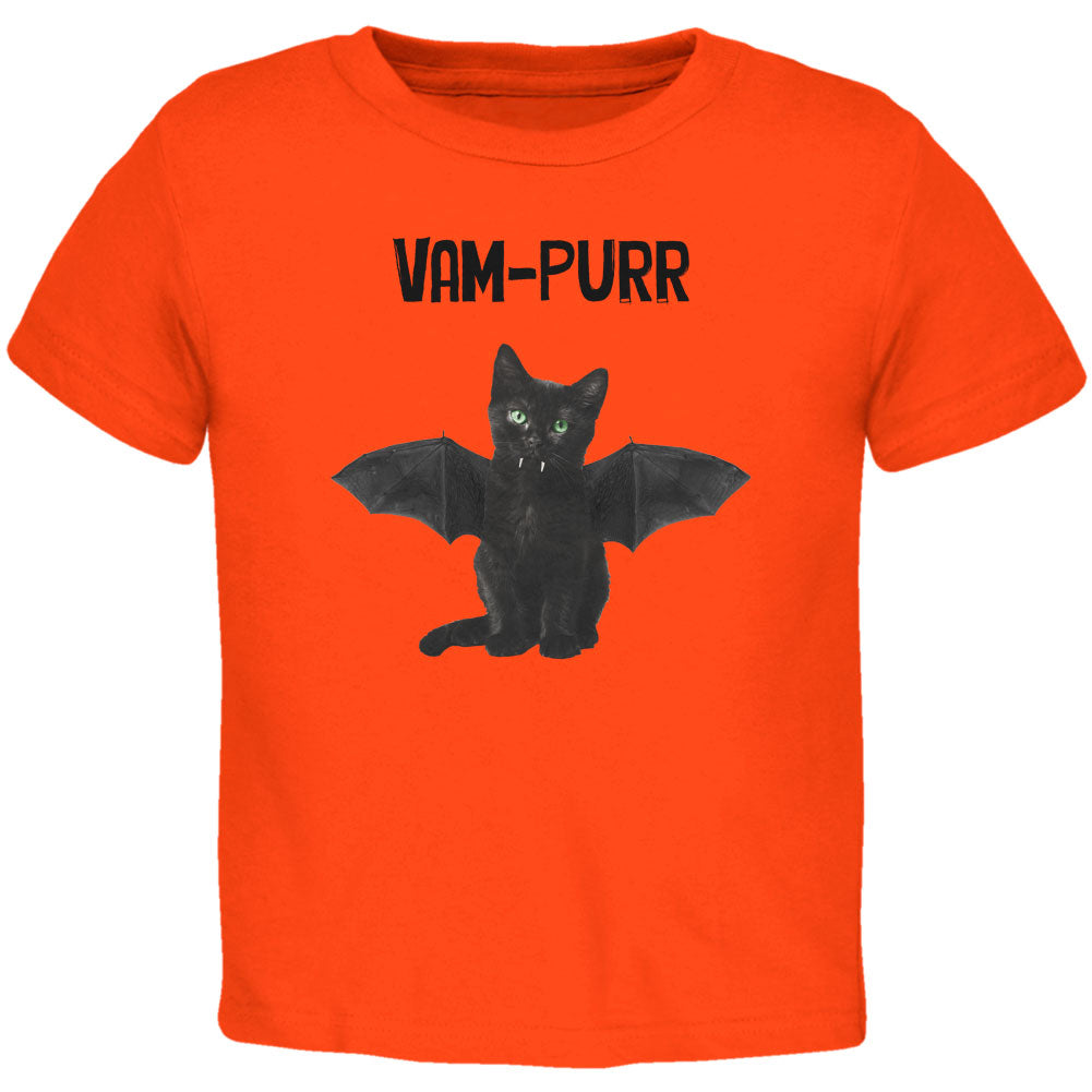 Halloween Cat Vampire Vam-purr Orange Toddler T-Shirt Toddler T-Shirts Old Glory 2T Orange