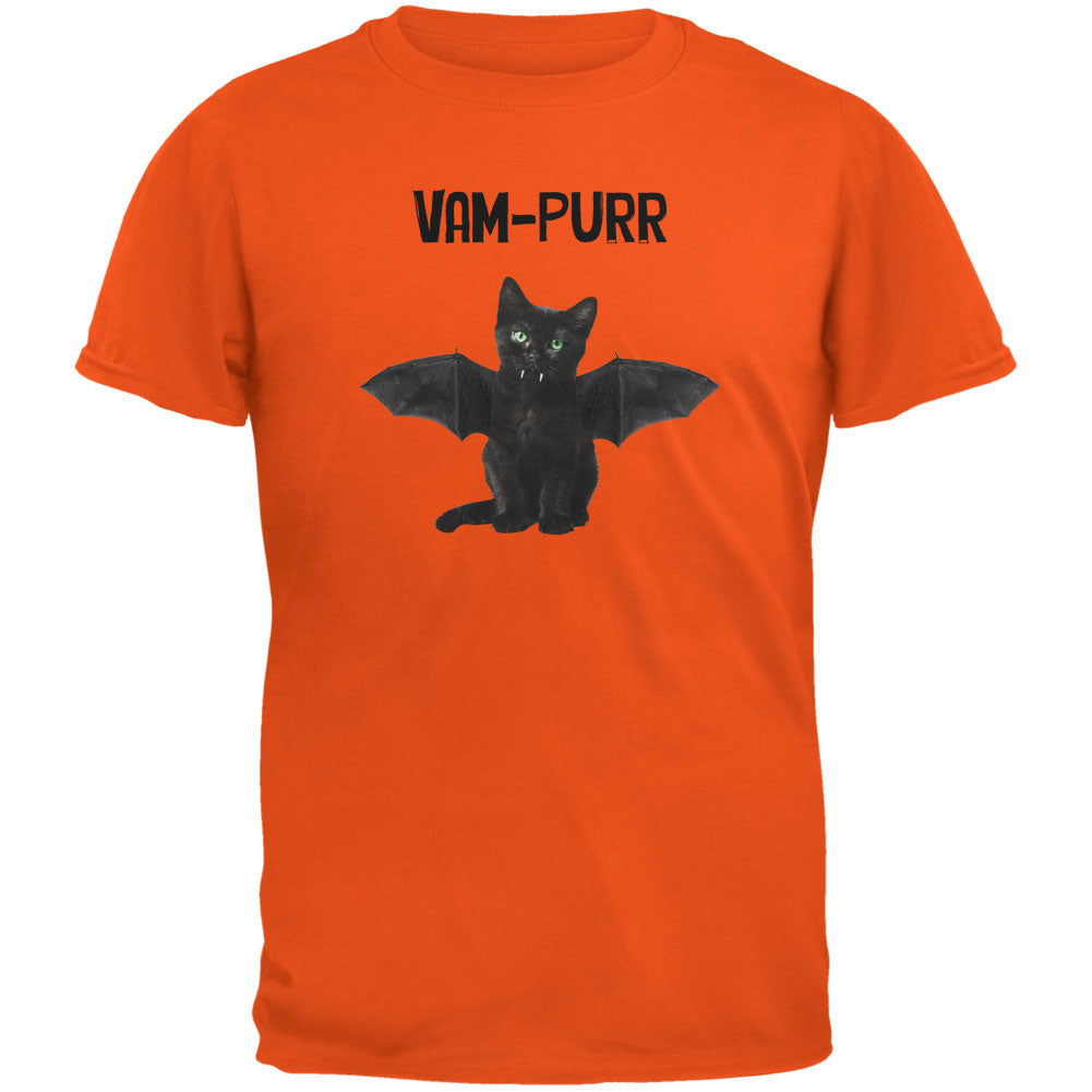 Halloween Cat Vampire Vam-purr Orange Youth T-Shirt Youth T-Shirts Old Glory LG Orange