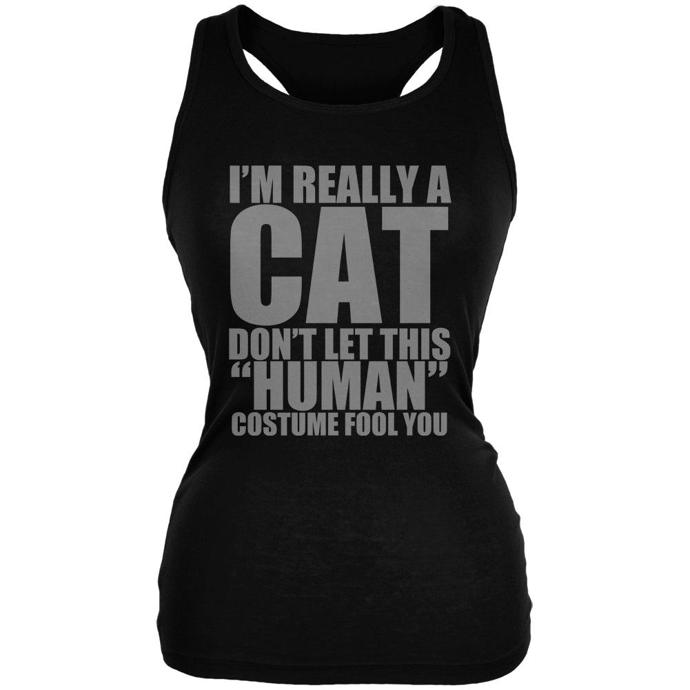 Halloween Human Cat Costume Black Juniors Soft Tank Top Tank Tops Old Glory 2XL Black