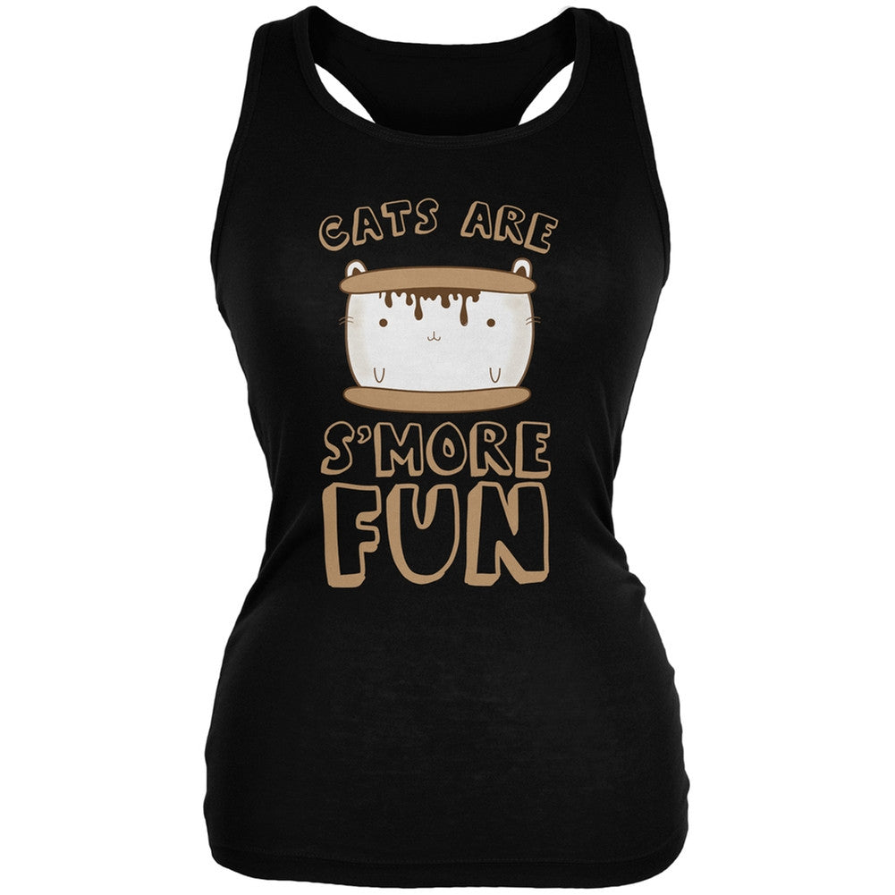 Cats Are S'More Fun Black Juniors Soft Tank Top Tank Tops Old Glory 2XL Black