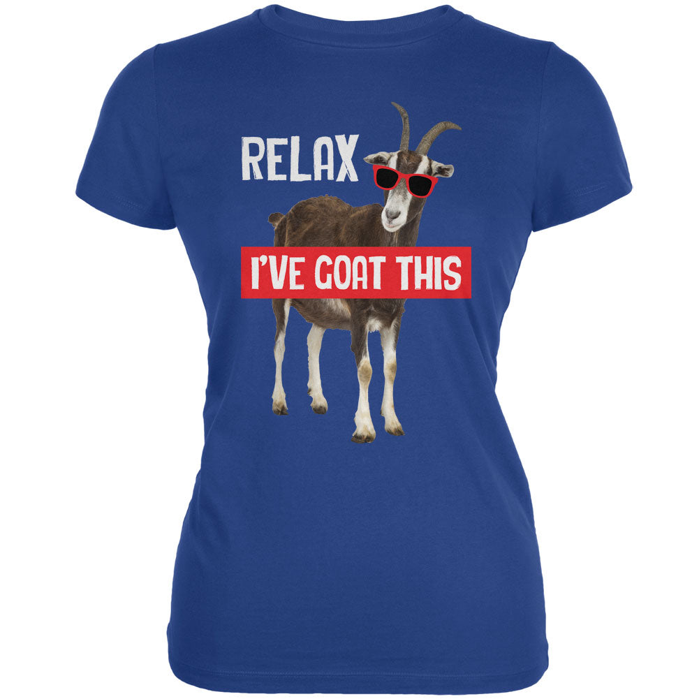Relax I've Goat Got This Royal Juniors Soft T-Shirt Juniors T-Shirts Old Glory 2XL Blue