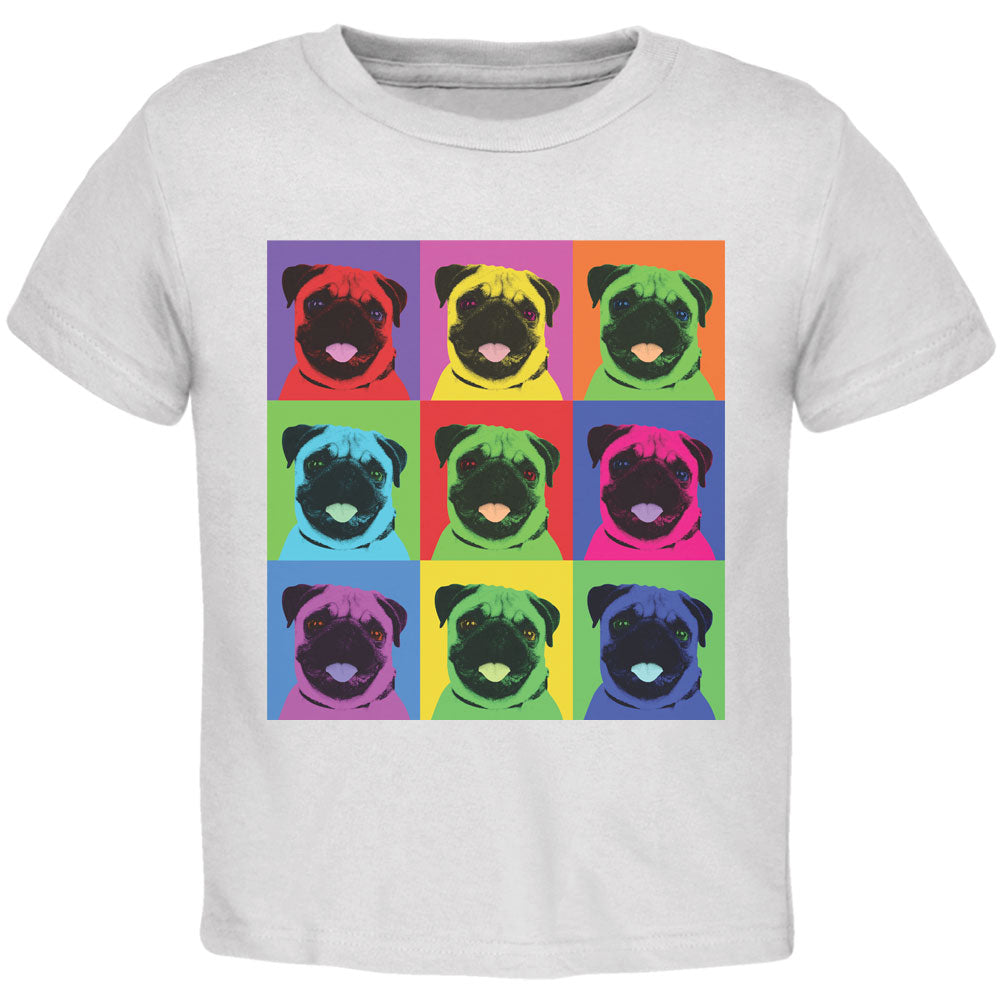 Pug Pop Art Repeating Squares White Toddler T-Shirt Toddler T-Shirts Old Glory 2T White