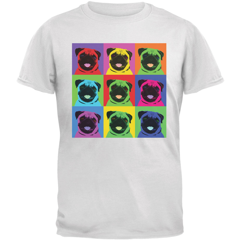 Pug Pop Art Repeating Squares White Youth T-Shirt Youth T-Shirts Old Glory LG White