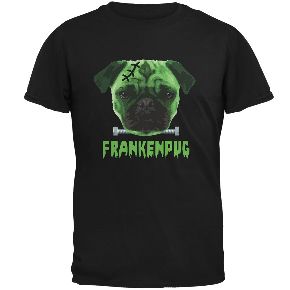 Halloween Franken Pug Dog Black Adult T-Shirt Men's T-Shirts Old Glory 2XL Black